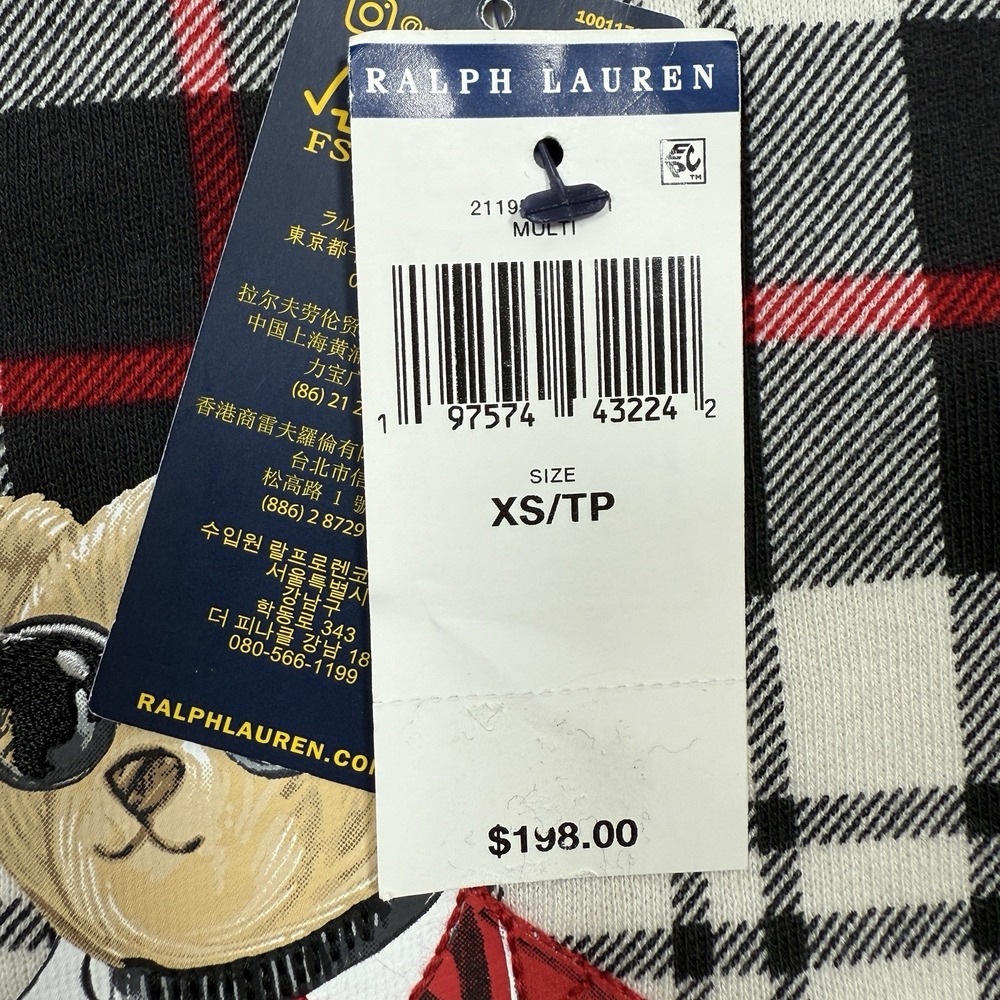 Polo Ralph Lauren Women's Polo Bear Plaid Sweatshirt Black Size XS NWT - Picture 5 of 11